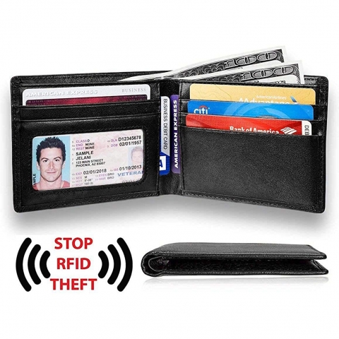 WALINC RFID Korumal Erkek Deri Czdan (Siyah)