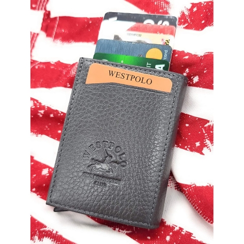 West Polo RFID Korumal Erkek Deri Czdan (Gri)