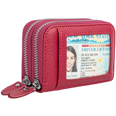 AGBIADD RFID Korumal� Kad�n Deri C�zdan (K�rm�z�)