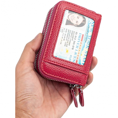 AGBIADD RFID Korumal� Kad�n Deri C�zdan (K�rm�z�)