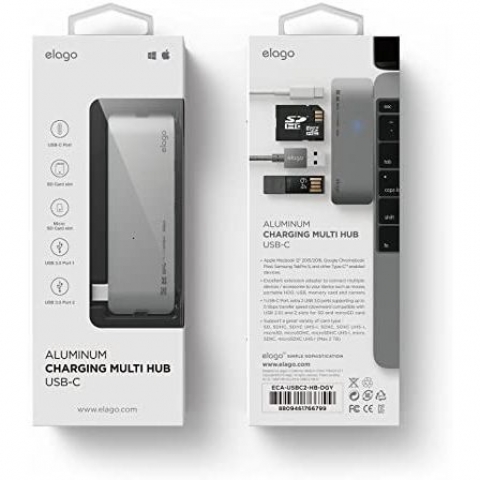 elago Alminyum Multi USB-C Adaptr (Space Grey)