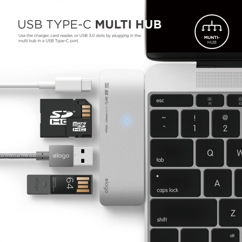 elago Alminyum Multi USB-C Adaptr (Silver)