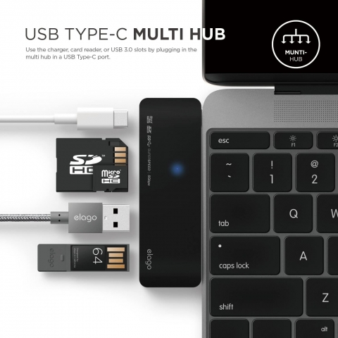 elago Alminyum Multi USB-C Adaptr (Black)