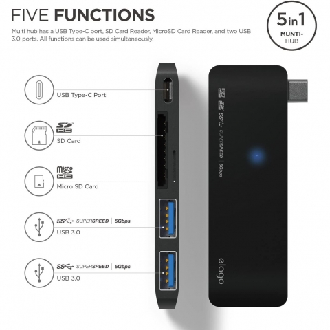 elago Alminyum Multi USB-C Adaptr (Black)