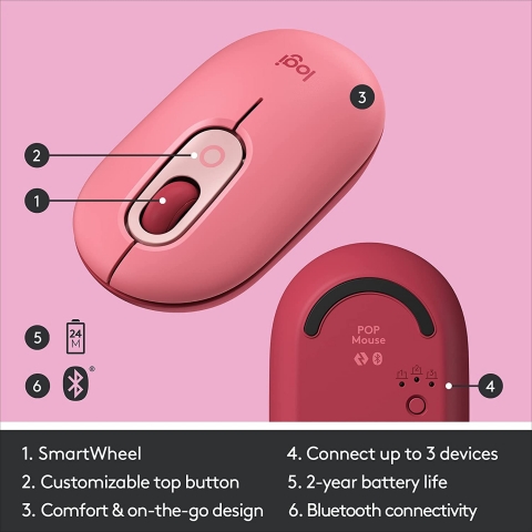 Logitech POP Wireless Mouse (Heartbreaker Rose)