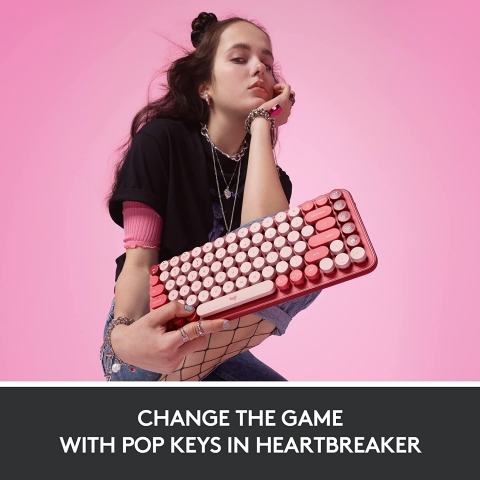 Logitech POP Keys Wireless Mekanik Klavye (Heartbreaker Rose)