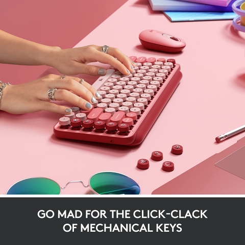 Logitech POP Keys Wireless Mekanik Klavye (Heartbreaker Rose)