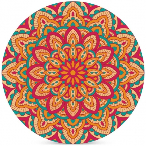 QINWEILU Seramik Bardak Altl (Krmz Mandala, 4 Adet)