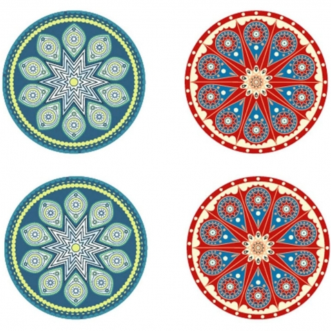 HUAOAO Seramik Bardak Altl(Renkli, 4 Adet)