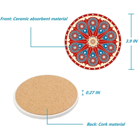HUAOAO Seramik Bardak Altl(Renkli, 4 Adet)