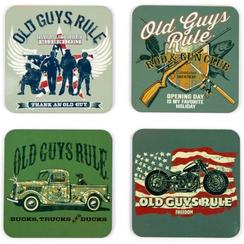 OLD GUYS RULE Mantar Bardak Altl(Desenli, 4 Adet)