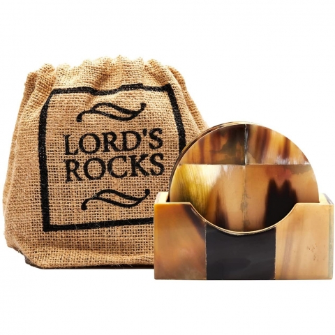 LORD'S ROCKS Dekoratif Bardak Altl (Kahverengi, 4 Adet)