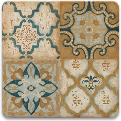 CoasterStone Seramik Bardak Altl (Villa Umbra Desenli, 4 Adet)