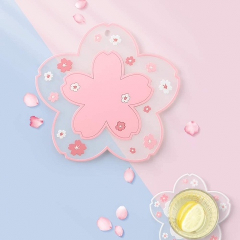 WOWU Silikon Bardak Altl(Pembe/Beyaz, 8 Adet)