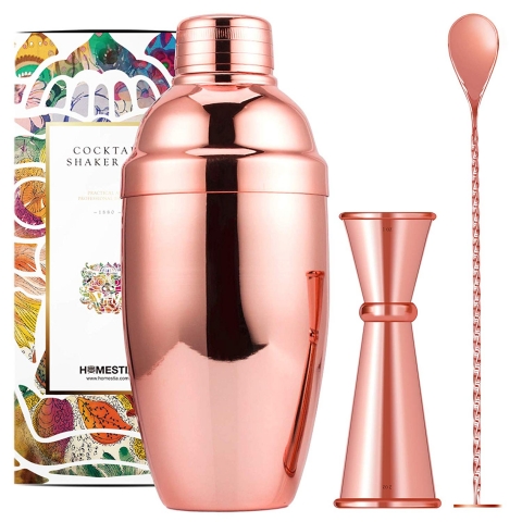 Homestia Paslanmaz elik Kokteyl Shaker Set (Rose Gold)