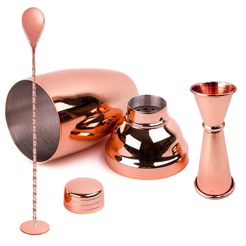 Homestia Paslanmaz elik Kokteyl Shaker Set (Rose Gold)