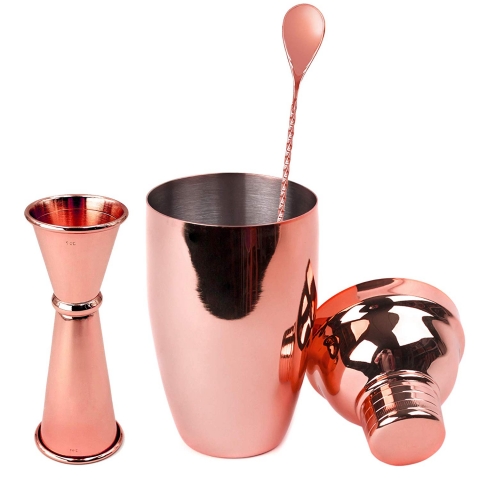 Homestia Paslanmaz elik Kokteyl Shaker Set (Rose Gold)