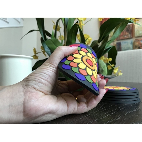 Planet Ethnic Dekoratif Bardak Altl(ok Renkli, 6 Adet)