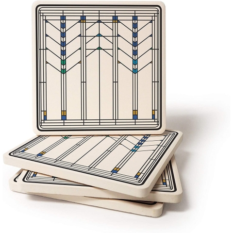 CoasterStone Seramik Bardak Altl (Window Desenli, 4 Adet)