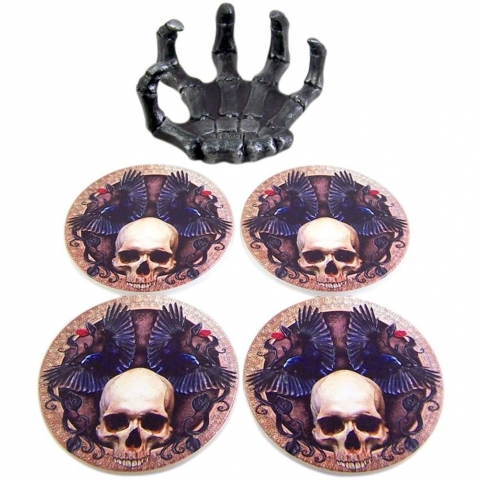 Gothic Bar Decor Dekoratif Bardak Altl(Renkli, 4 Adet)