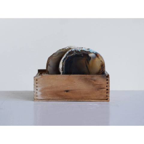 Creative Co-Op Agate Bardak Altl (Kahverengi, 4 Adet)
