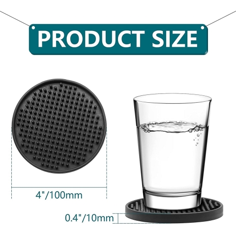 Bonsicoky Silikon Bardak Altl��� (Siyah, 6 Adet)