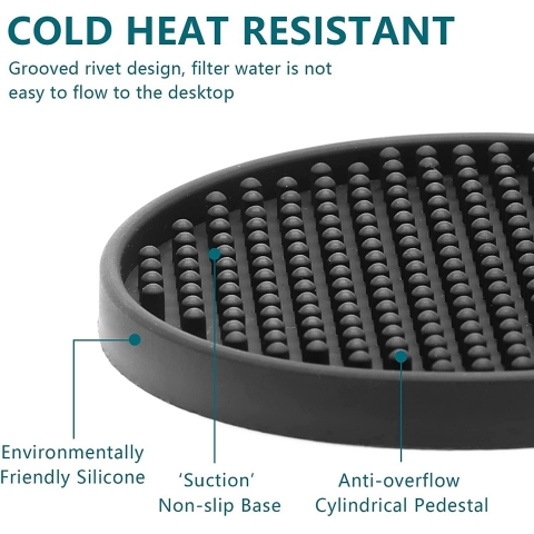 Bonsicoky Silikon Bardak Altl��� (Siyah, 6 Adet)