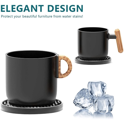 Bonsicoky Silikon Bardak Altl��� (Siyah, 6 Adet)