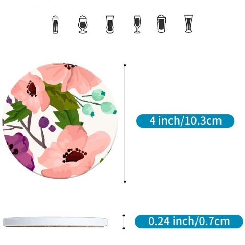 Generic Dekoratif Bardak Altl(Pembe, 4 Adet)