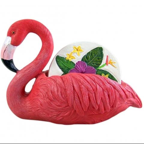 Flamingo Bar Decor Dekoratif Bardak Altl (Beyaz, 4 Adet)
