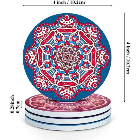 Evobak Seramik Bardak Altl (Renkli, 8 Adet)