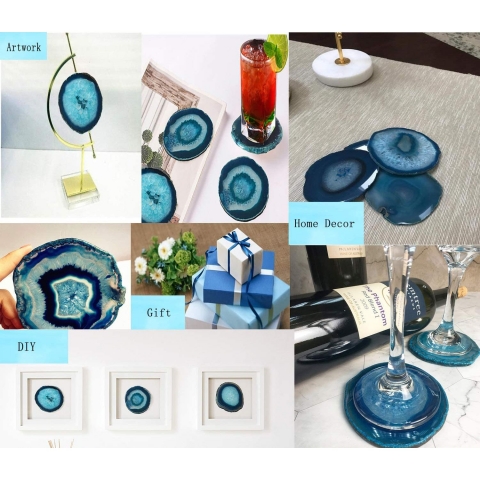 JIC Gem Dekoratif Bardak Altl (Mavi, 4 Adet)