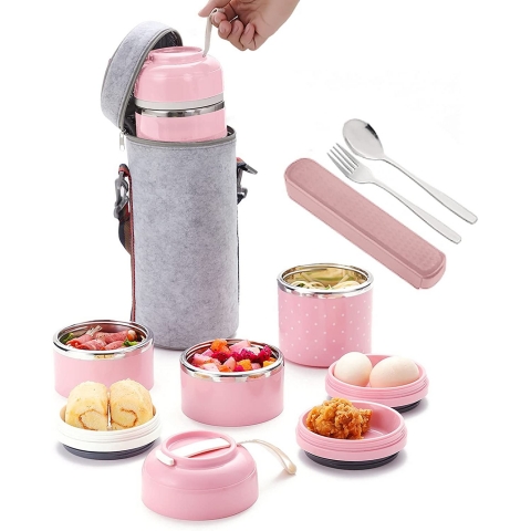 WORTHBUY Paslanmaz elik Yemek Termosu(Pembe)