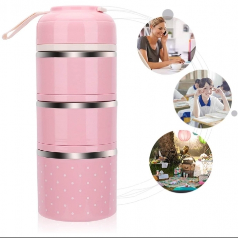 WORTHBUY Paslanmaz elik Yemek Termosu(Pembe)