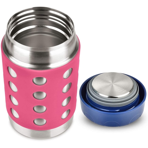 LunchBots Paslanmaz elik Yemek Termosu (Pembe, 470ml)