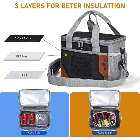 HSHRISH Yal�t�ml� Beslenme �antas� (7L, Siyah/Gri)