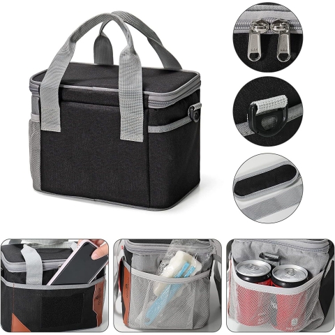 HSHRISH Yal�t�ml� Beslenme �antas� (7L, Siyah/Gri)