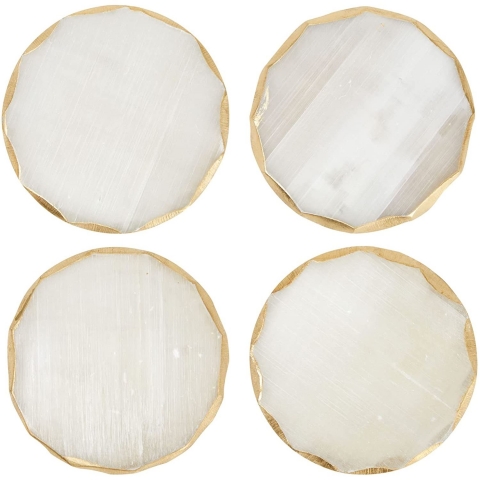 Juvale Natural Selenit Bardak Altl (Beyaz, 4 Adet)