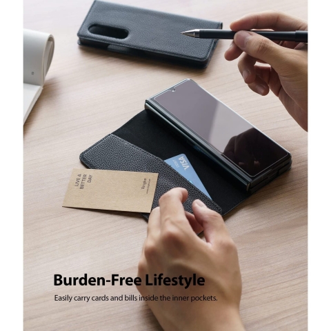 Rin gke Folio Galaxy Z Fold 3 Ultra Deri Klf
