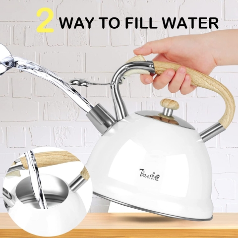 BAERFO Paslanmaz elik Ses kartan Ddkl Kettle (Beyaz)