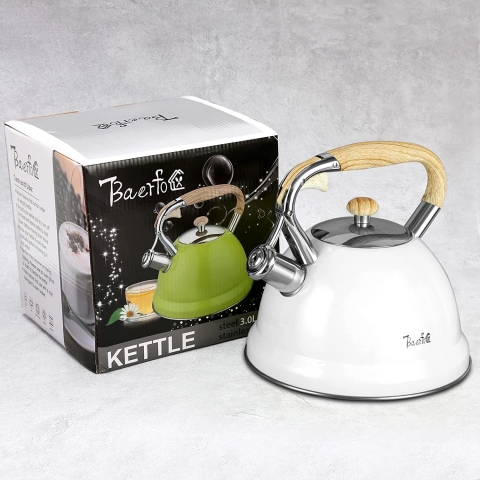 BAERFO Paslanmaz elik Ses kartan Ddkl Kettle (Beyaz)