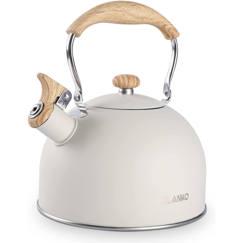 BELANKO Paslanmaz elik Ses kartan Ddkl Kettle (Milk/Ahap)