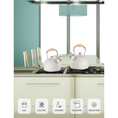 BELANKO Paslanmaz elik Ses kartan Ddkl Kettle (Milk/Ahap)