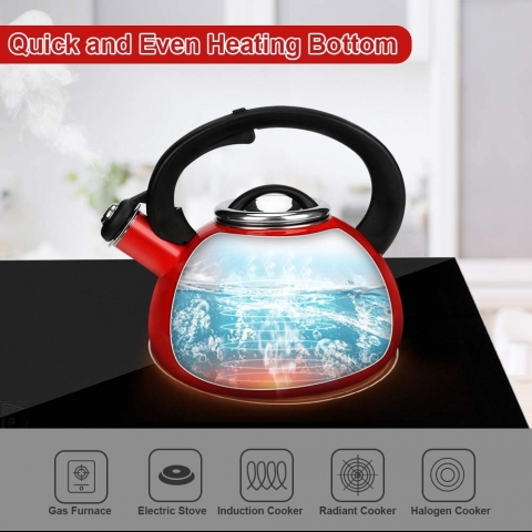 Aidea Seramik Ses kartan Ddkl Kettle (Krmz)