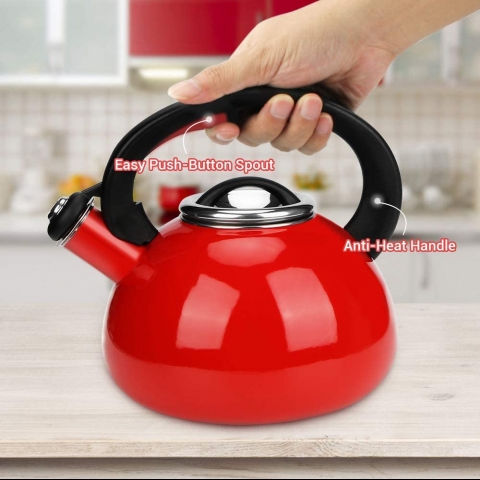 Aidea Seramik Ses kartan Ddkl Kettle (Krmz)