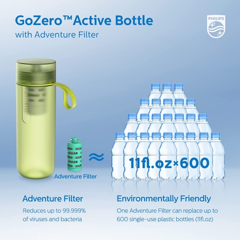 Philips Water GoZero BPA-Free Su Artmal Matara (Yeil, 590ml)