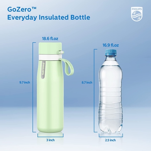 Philips Water GoZero Paslanmaz elik Matara (Yeil, 550ml)