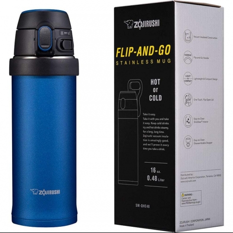 Zojirushi Flip And Go Paslanmaz elik Termos (480ml, Mavi)