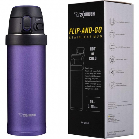 Zojirushi Flip And Go Paslanmaz elik Termos (480ml, Mor)