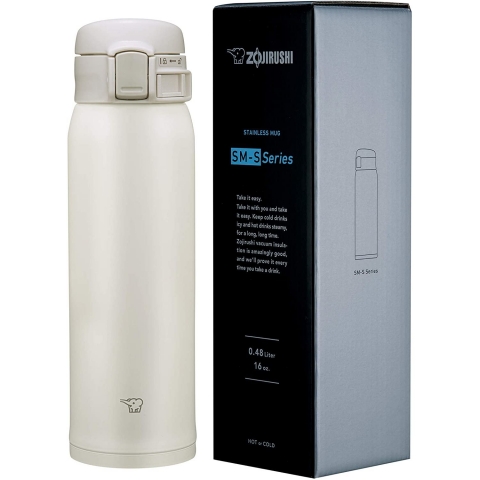 Zojirushi Paslanmaz elik Termos (480ml, Beyaz)